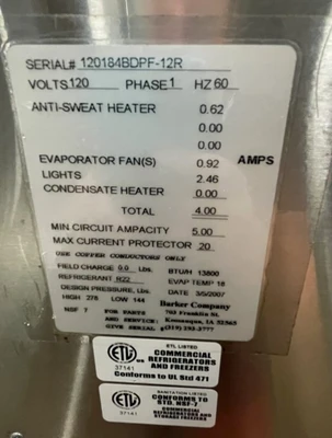 130-0141 Barker BDPF-R 12’ Remote Refrigerated Self Service Multi Deck Cooler