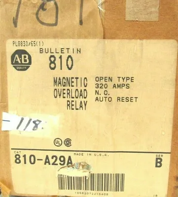 NEW ALLEN BRADLEY 810-A29A MAGNETIC OVERLOAD RELAY SER.B 810A29A