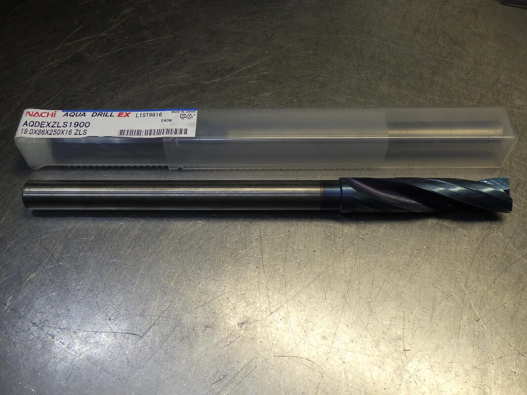 Nachi Aqua 19mm Carbide Flat Bottom Drill 16mm Shank AQDEXZLS1900 (LOC3264)