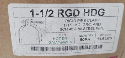 🔥 (50 PCS) 1-1/2" RIGID RGD HDG PIPE CLAMP FITS GRC SCH 40 &80 STEEL PIPE STRAP
