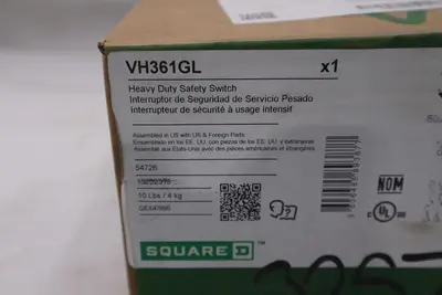 Square D VH361GL SAFETY SWITCH HEAVY DUTY FUSED TYPE 1 600V 30-AMP - STK GF1020