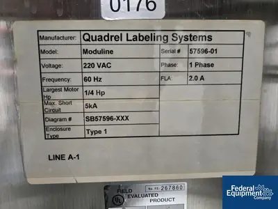 USED Quadrel Quadrel In-Line Labeler, Model Moduline