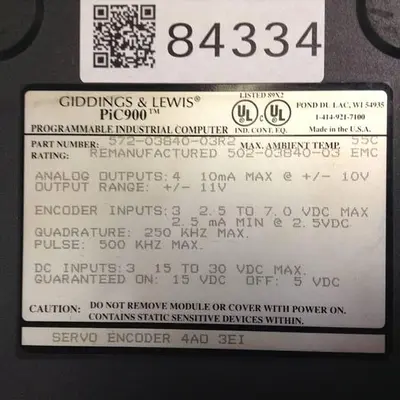 USED GIDDINGS & LEWIS 572-03840-03R2