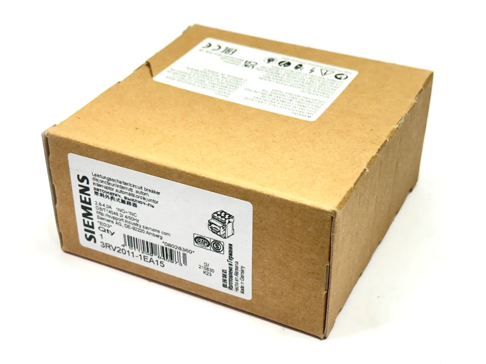 3RV2011-1EA15 | Siemens  Sirius Motor Protection Circuit Breaker 2.8-4A 600V - New