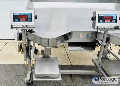USED HEINZEN MANUFACTURING INTERNATIONAL 2720 MANUAL PACKING TABLE W/ DUAL SCALES