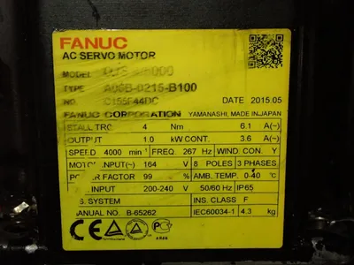 Used 2015 FANUC A06B0215B100 Servo Motors | HGR 24 #730800