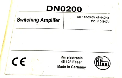 NEW IFM ELECTRONIC DN0200 SWITCHING AMPLIFIER