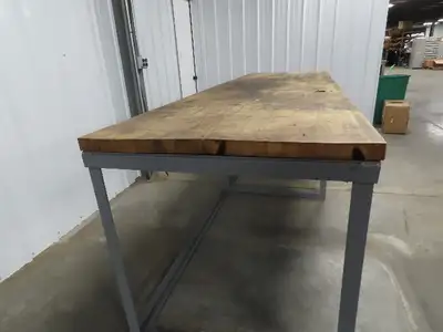 Wood Top Tool Bench Work Table 10' Long 36" Wide 38-1/2" High 1-3/4" Top