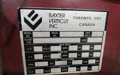 BAXTER 115C Vertical Band Saws | Mohawk Machinery (6)