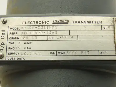 Foxboro 823DP-I3S1NM2 Pressure Transmitter 12.5-65VDC 3000psi Manifold M20TES-AM