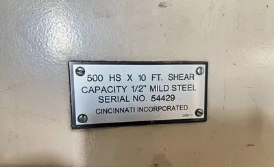 2008 CINCINNATI INC 500HS X10 Power Squaring Shears (Inch) | Mohawk Machinery (10)