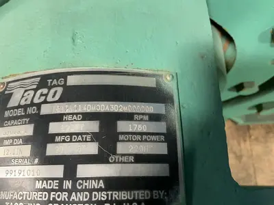Used 2019 TACO INC TS121014DM0DA3D2M000000 Pumps Ohio US | HGR 24 #1764654