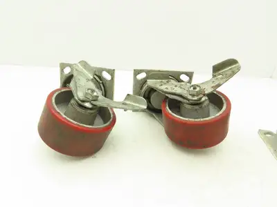Fairbanks 4" Caster Wheel Poly/Cast (2) Swivel Locking (2) Rigid Lot of 4