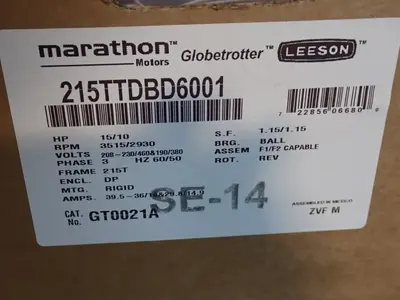 NEW MARATHON MOTORS 215TTDBD6001
