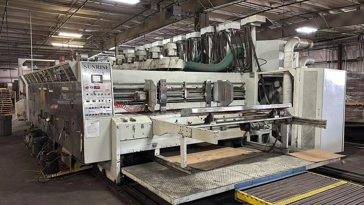 66″ x 132″ Sunrise 4 Color Rotary Die Cutter with Slotting