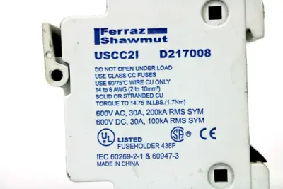 Ferraz Shawmut USCC2I UltraSafe Fuse Holder 600V AC/DC