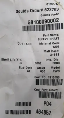 NEW GOULDS 622763 SHAFT SLEEVE 58100009002 465725
