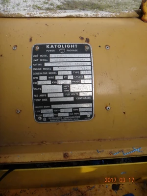 1972 Katolight Diesel Generator 45kw 120/208 V 56.25kva 157 AMPS