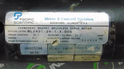 Pacific Scientific BL2432-24-1-X-006 Permanent Magnet Brushless Servo Motor Used