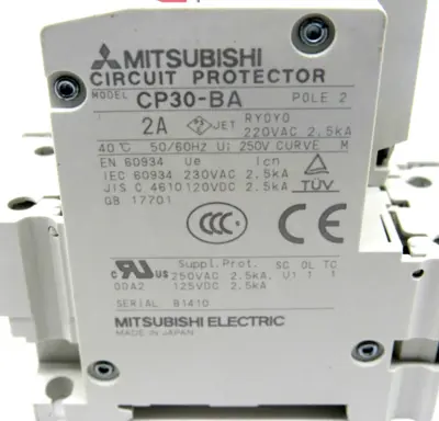 NEW MITSUBISHI ELECTRIC CP30-BA 2P 2-M 2A B CIRCUIT PROTECTOR CP30BA2P2M2AB