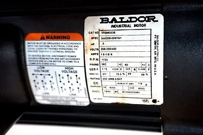 NEW BALDOR VRBM3538 BRAKE MOTOR 1725 R.P.M 3 PHASE
