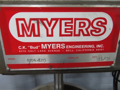 Myers Hydraulic Ram Discharge Press, RAM-420