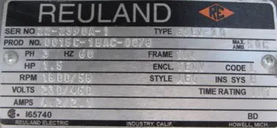 NEW REULAND 0015C-1BAC-0078 GEAR MOTOR 1.5HP 230/460V G0LW-30 0015C1BAC0078