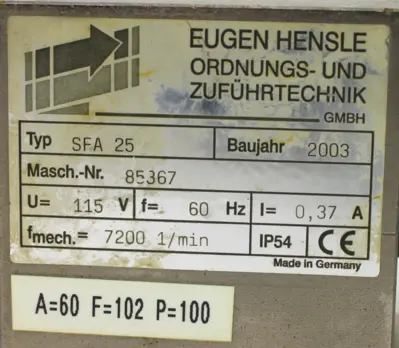 USED EUGEN HENSLE SFA 25