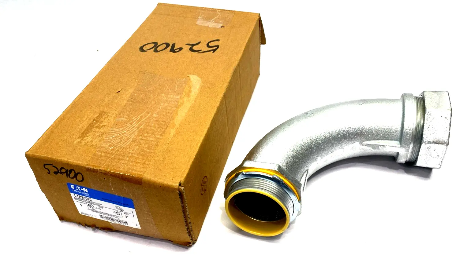 LTB30090 | Eaton  Liquidator Liquidtight Connector, FMC, 90 Deg, Insulated, 3" - New Other
