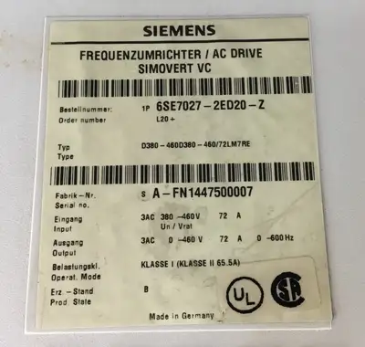 USED Siemens Simovert VC