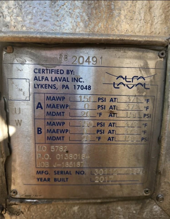 Used Alfa Laval 1H-L-1T Heat Exchangers Minnesota US | Peak Machinery, Inc. #284831