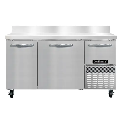Continental RA60NBS 60" Worktop Refrigerator W/ (3) Sections, 115v