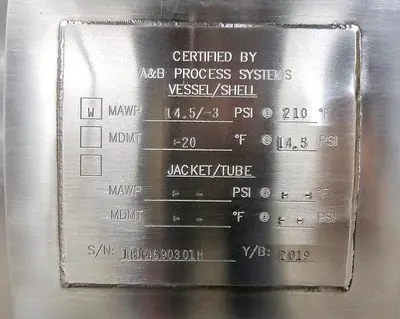 Used 250 Gallon Tank (Reactor), 316 Stainless Steel, With Air Mixer
