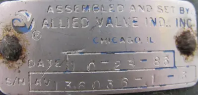 REFURBISHED KUNKLE VALVE 201 RELIEF VALVE 2-1/2" 60PSI