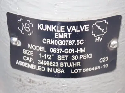 USED KUNKLE VALVE 0537G01HM