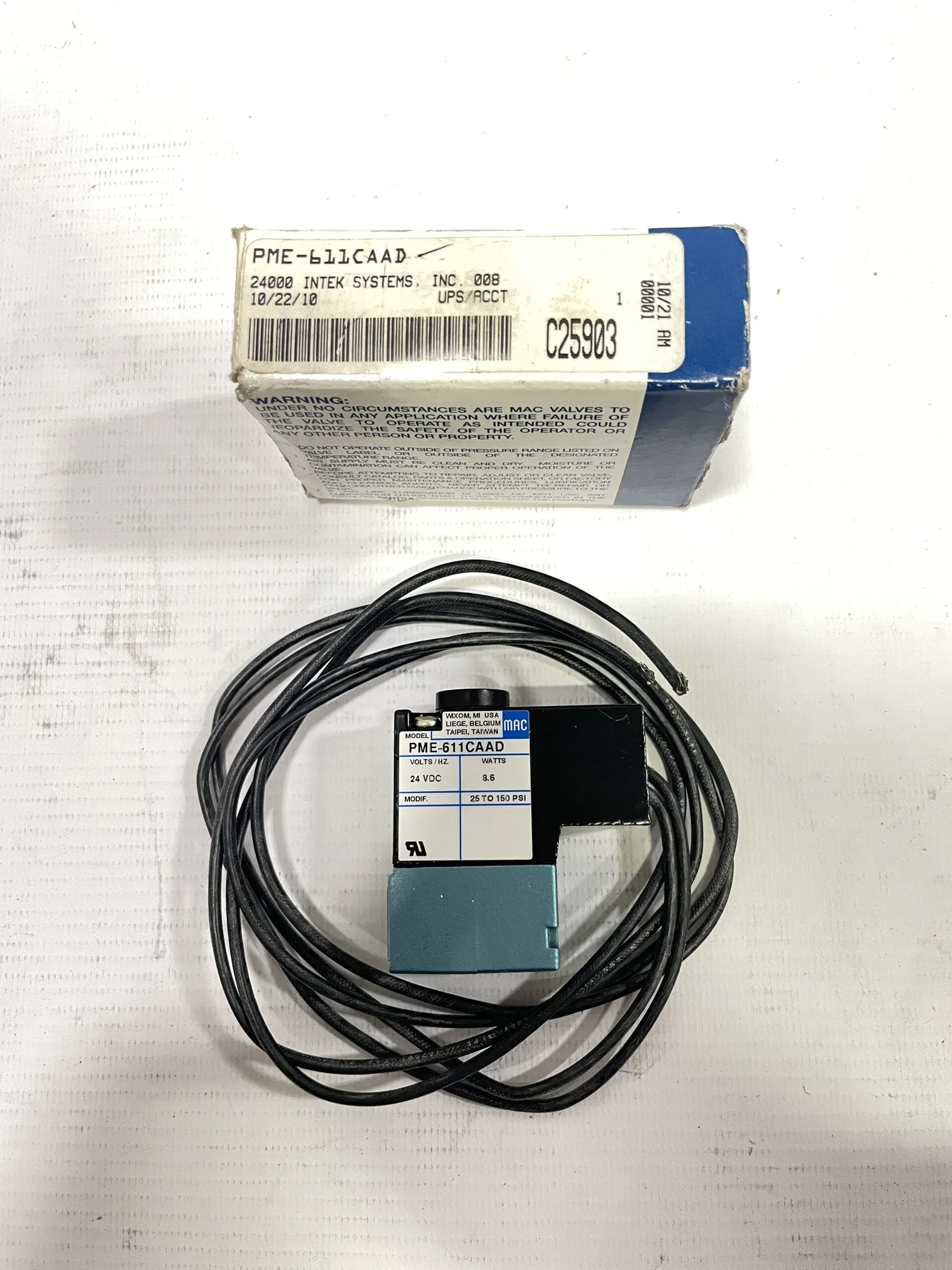 MAC PME-611CAAD Solenoid Directional Control Valve 24VDC 25-150PSI -NIB