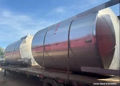 Used – 3,800 Gallon Stainless Steel Vertical Storage Tank – 316 SS, Flat Top, Di