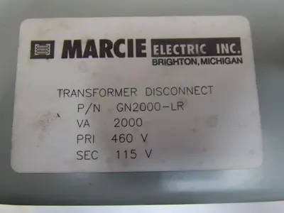 Marcie GN2000-LR-US Transformer Disconnect 2000VA 460V 115V 12x12" Enclosure