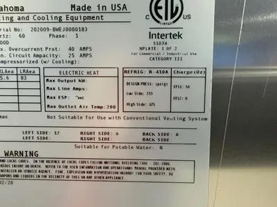 USED AAON DANDELION WVA036E014AA0JC
