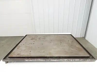Industrial Vtg Steel Machine Base 30"x40" Top Coolant Oil Trough Welding Table