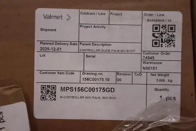 VALMET MPS156C00175GD M-CONTROLLER W/O PALM W/O BOO - STOCK GF1030