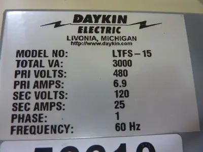 Used DAYKIN LTFS-15 Transformers Michigan US | Ideal Machinery #1275261