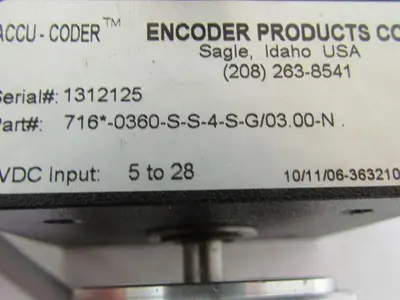 Encoder 716*-0360-S-S-4-S-G/03.00-N Accu-Coder Shaft Encoder 5-28 VDC Input