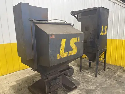 LS INDUSTRIES BARREL TYPE TUMBLE BLAST MACHINE & DUST COLLECTOR: YOBRO #24013