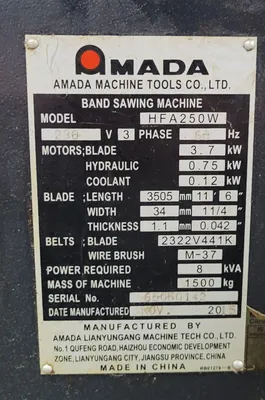 2015 AMADA HFA-250W Saws, Horizontal | Machinery Central (8)
