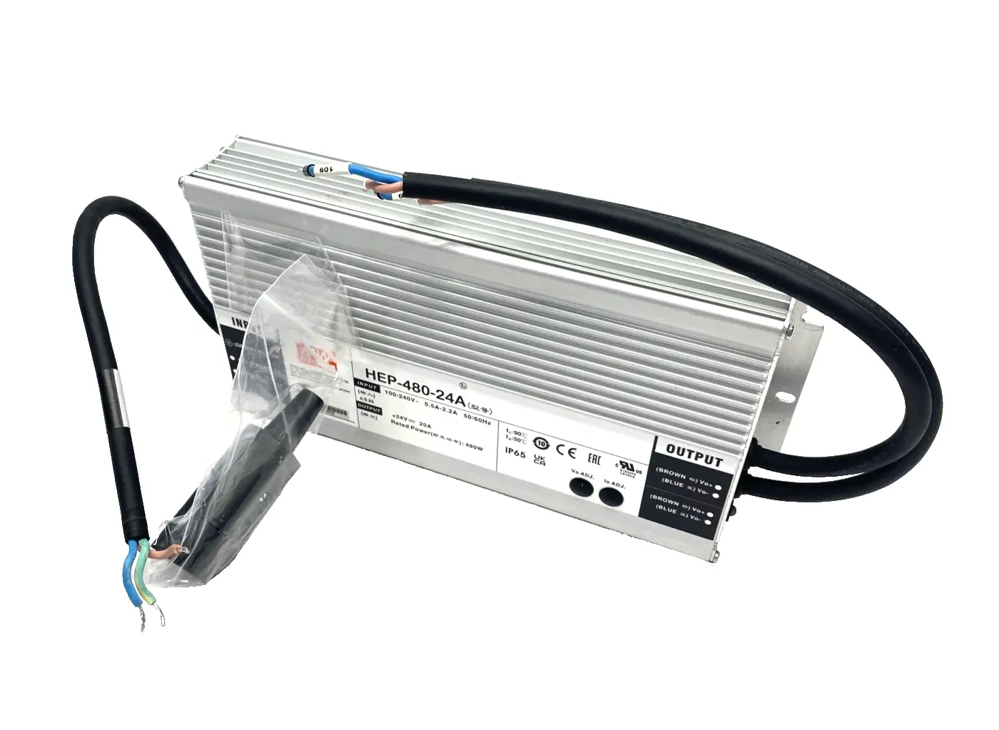 HEP-480-24A | Mean Well  Power Supply, Chassis Mount 100-240VAC 24V 20A 480W - New Other