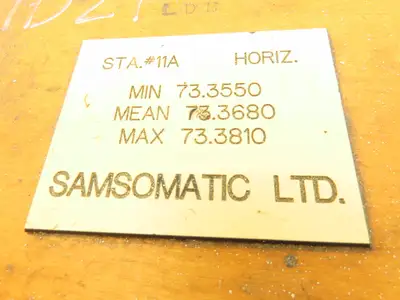 Samsomatic LTD STA #11 Bore Ring Guage Set MIN 73.3550 MEAN 73.3680 MAX 73.3810