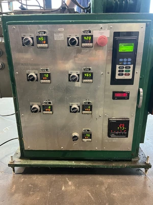 Sterling 3 HP 1" Extruder with 8" EDI U75 Sheet die Killon 3 Roll Sheet Stack