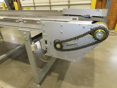 Habasit 38"x 11' 6" Slider Bed Conveyor 33.5"W Grip Belt 220V 3PH 5FPM