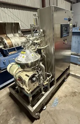 Westfalia CSC 6-06-476 hydro-hermetic clarifier skid, 316L SS.